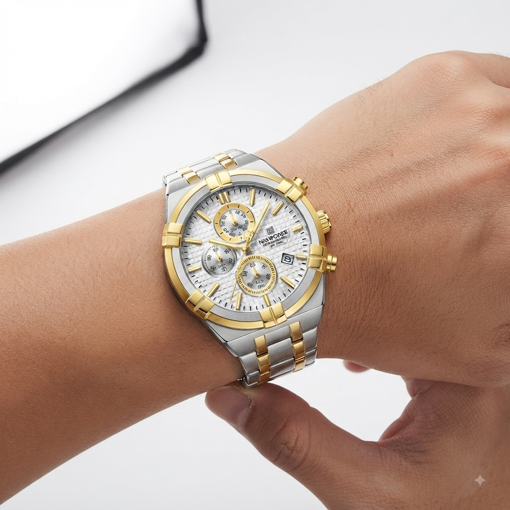 NAVIFORCE Two Tone Stainless Steel Chronograph Watch
