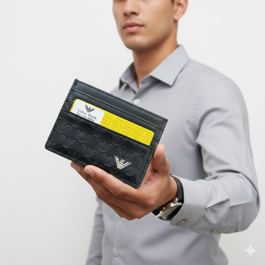 Armani Men's Black Leather Card Wallet 🖤👨💳