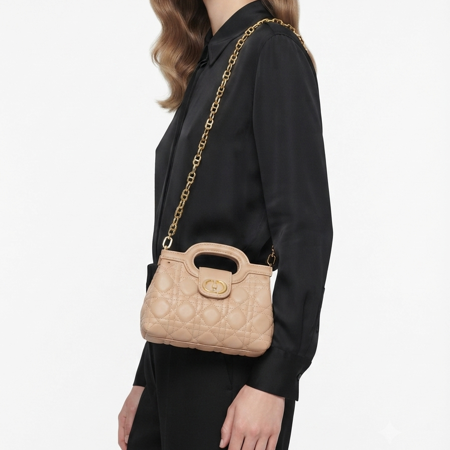 Dior Style Quilted Handbag with Gold Chain Strap 👜✨