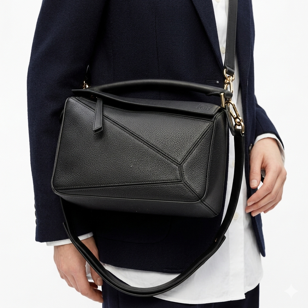 Loewe Puzzle Bag in Classic Black Leather 👜✨📐