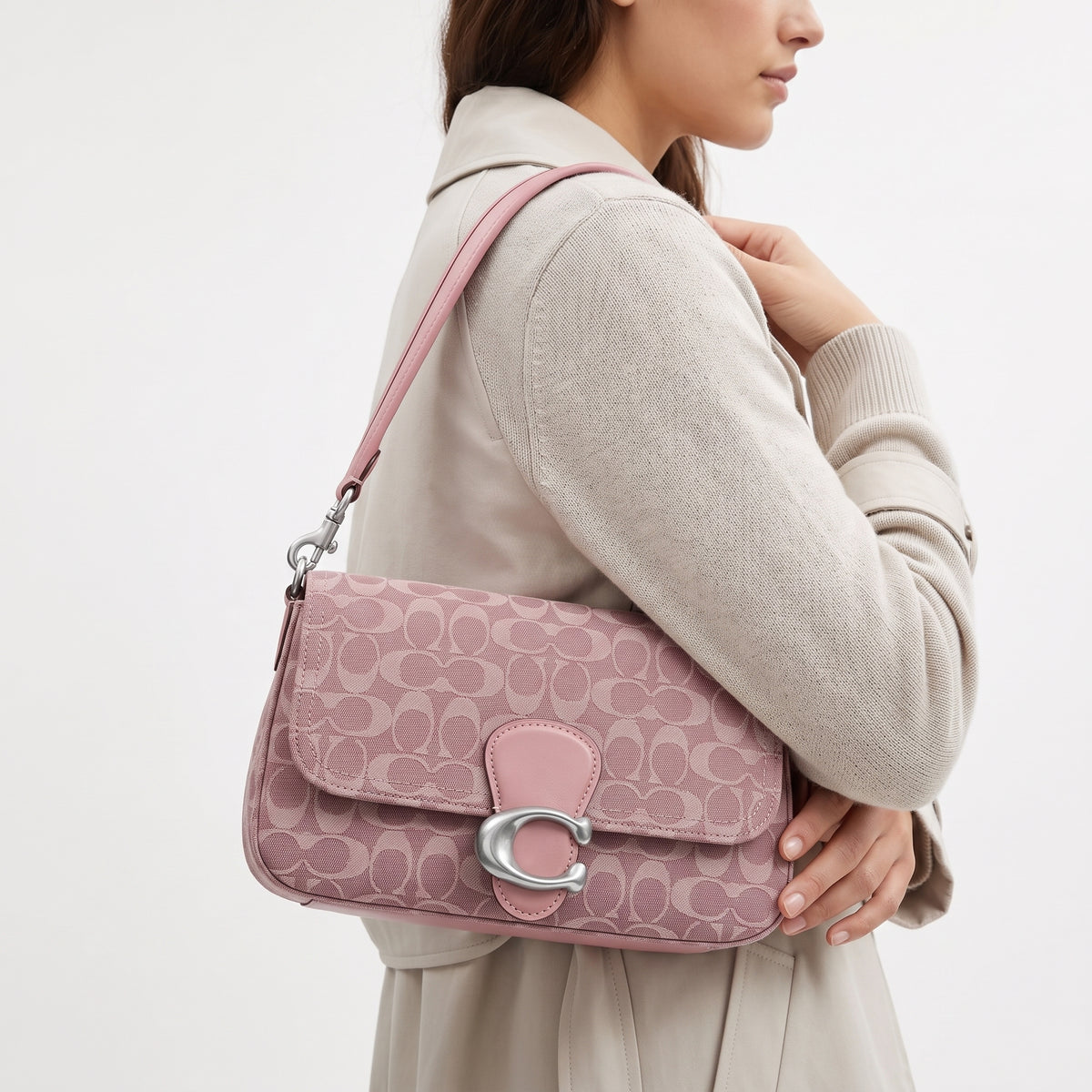 Coach Signature Monogram Shoulder Bag in Blue Denim