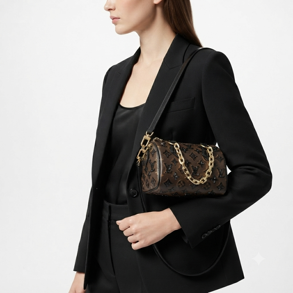 Louis Vuitton Monogram Sequin Bag with Gold Chain Handle