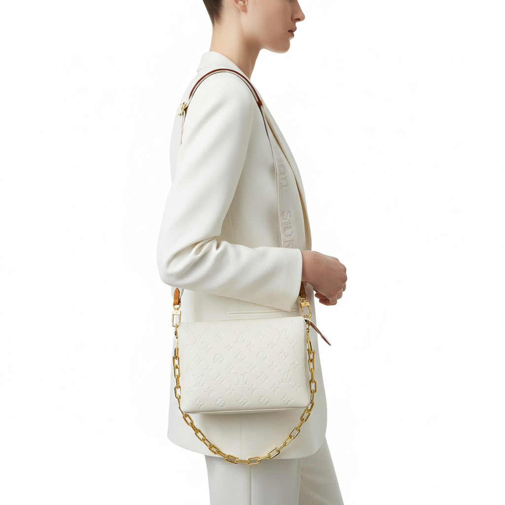 Louis Vuitton Monogram Empreinte Crossbody with Gold Chain 👜 ✨ 🤍