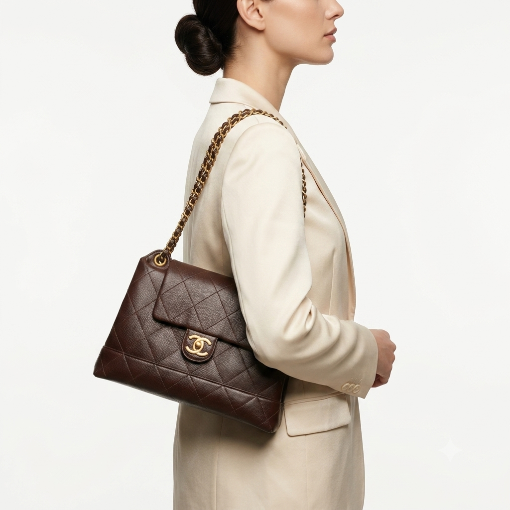 Chanel Quilted Brown Shoulder Bag with Gold-Tone Chain 👜✨