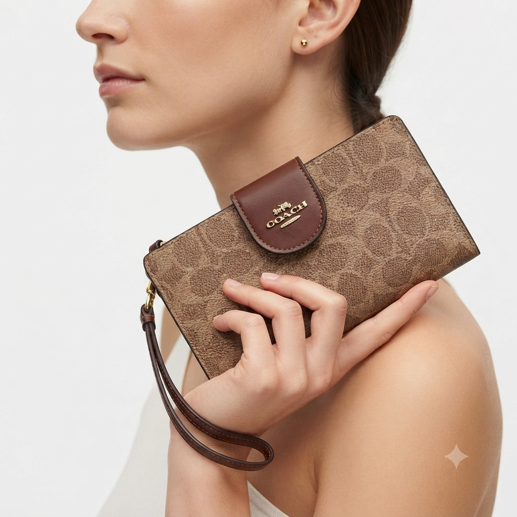 Coach Signature Canvas Wristlet Wallet in Brown 👜✨