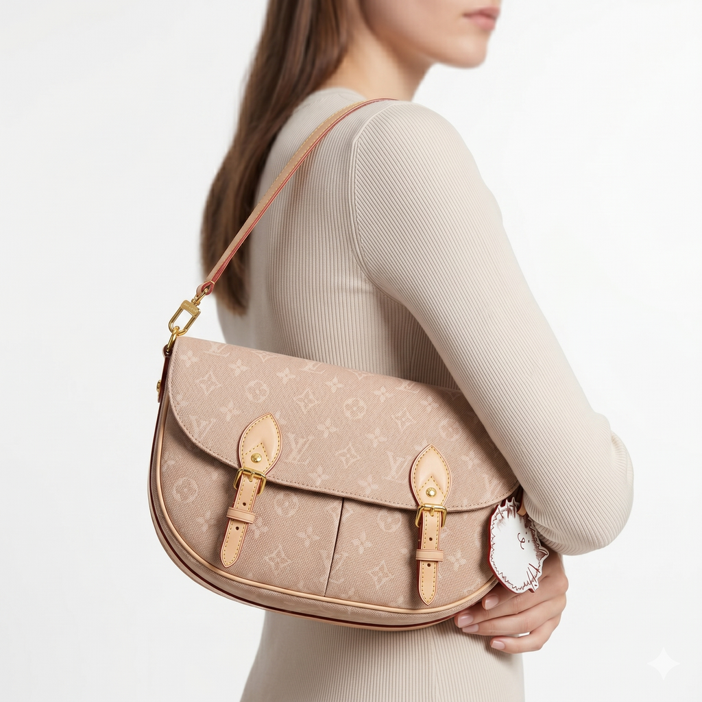 Louis Vuitton Monogram Canvas Bag with Playful Cat Charm 🐱👜