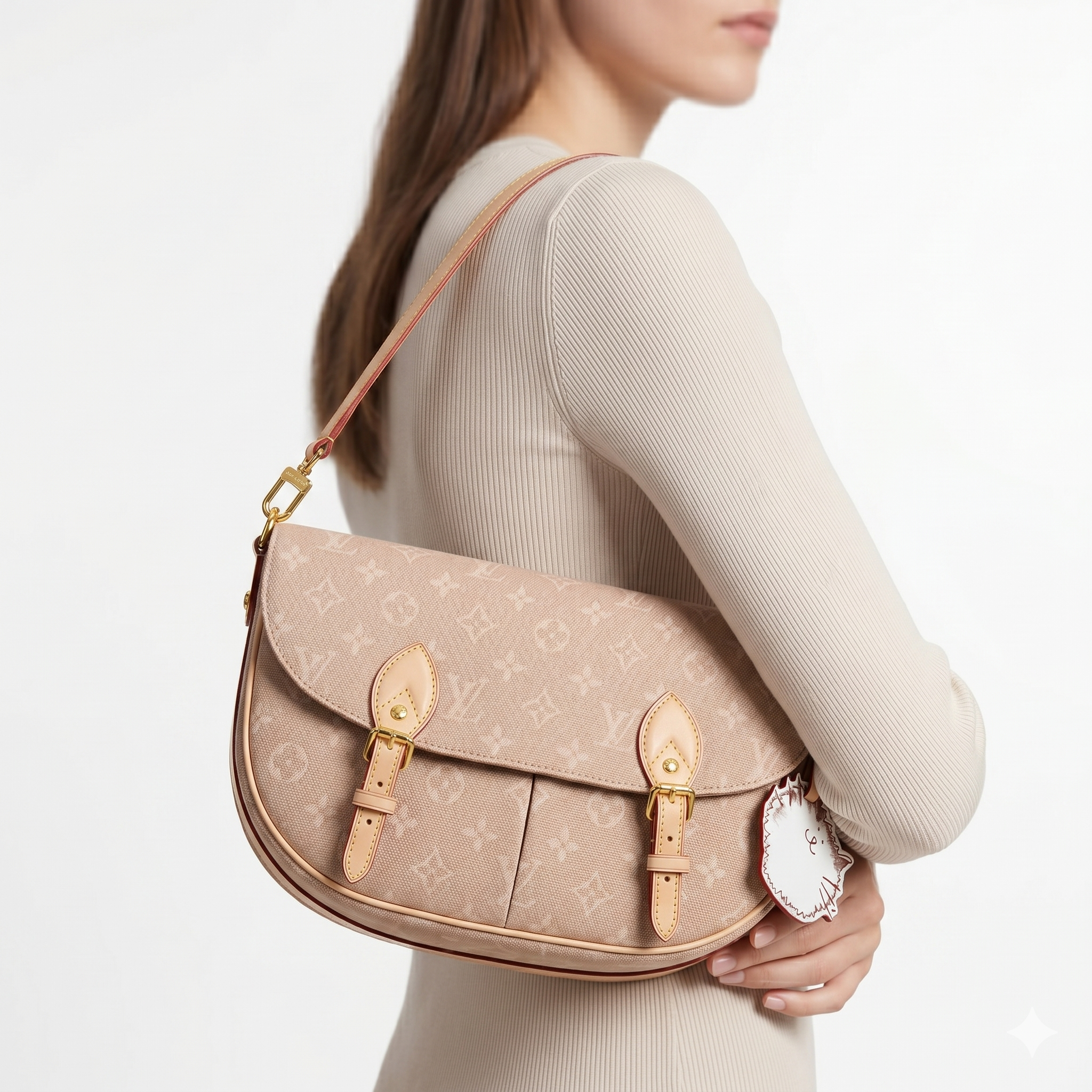 Louis Vuitton Monogram Canvas Bag with Playful Cat Charm 🐱👜
