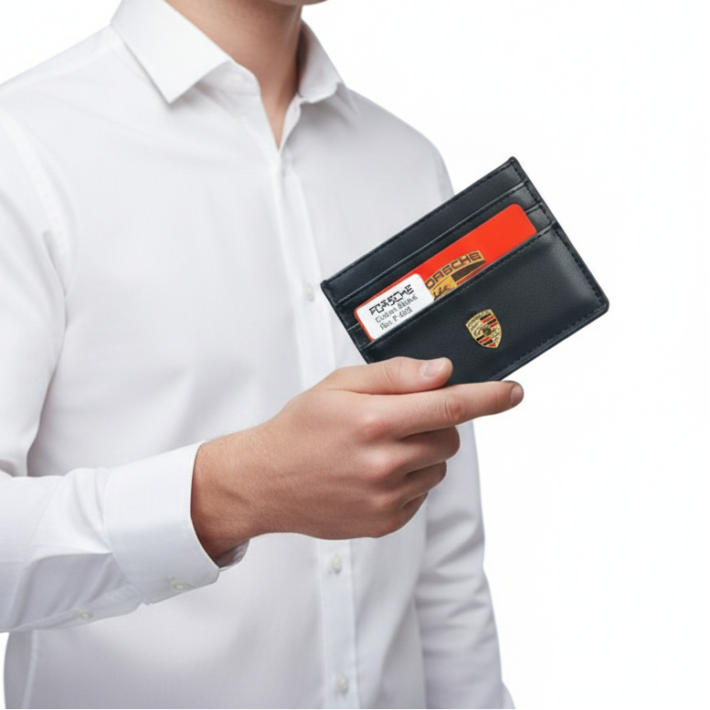 Porsche Black Leather Card Wallet 🖤🚗💳