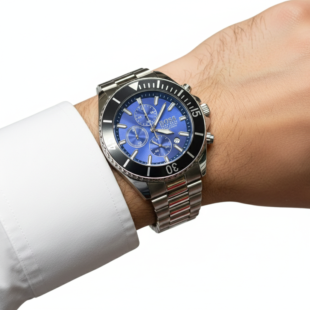 BOSS Chronograph Watch with Sunray Blue Dial ⌚️🔹✨