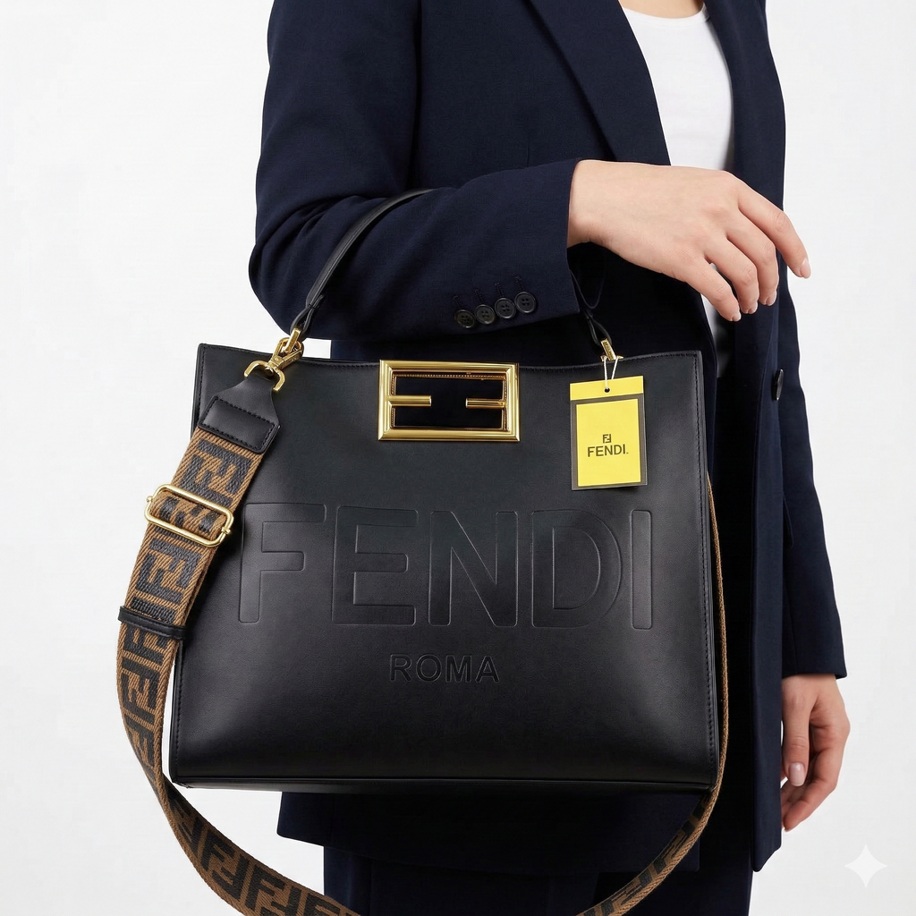 Fendi Roma Tote: Black & Beige Chic 👜🖤
