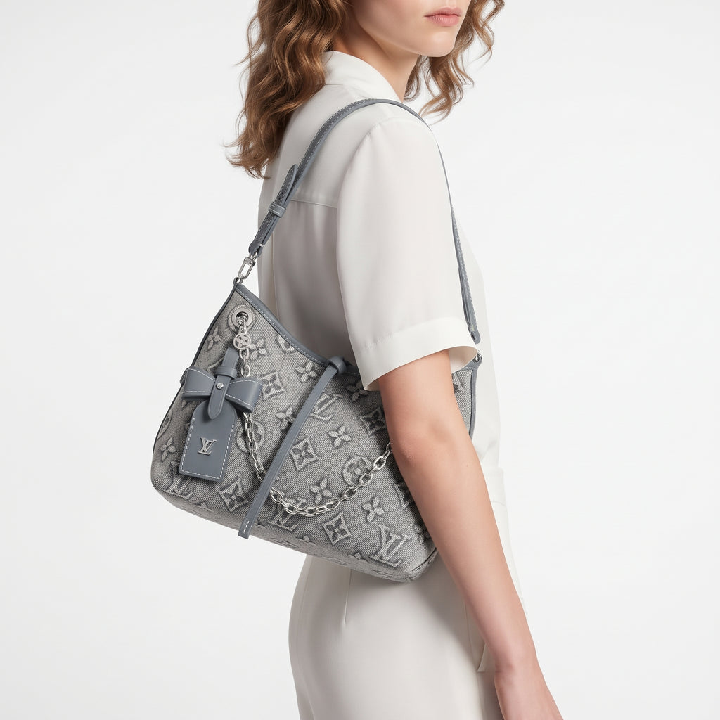 Louis Vuitton Denim Monogram Shoulder Bag with Bow Detail