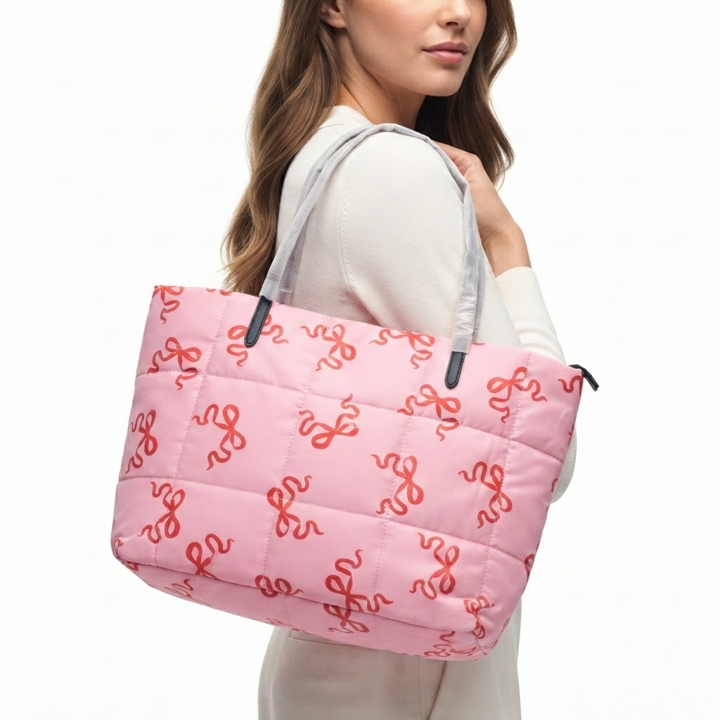 Victoria's Secret Quilted Bow Print Tote Bag 🎀🌸