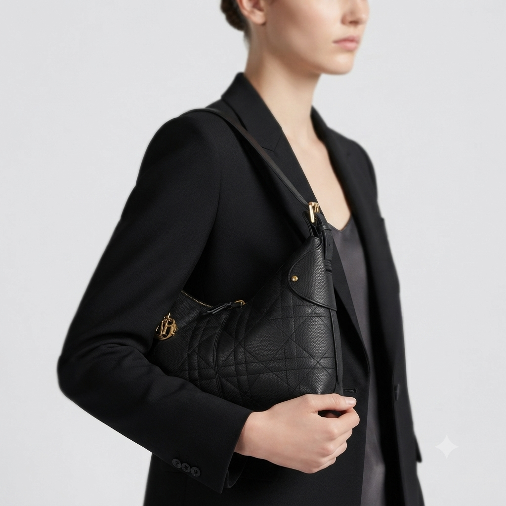 Dior Quilted Leather Shoulder Bag in Black with Gold Hardware 👜✨