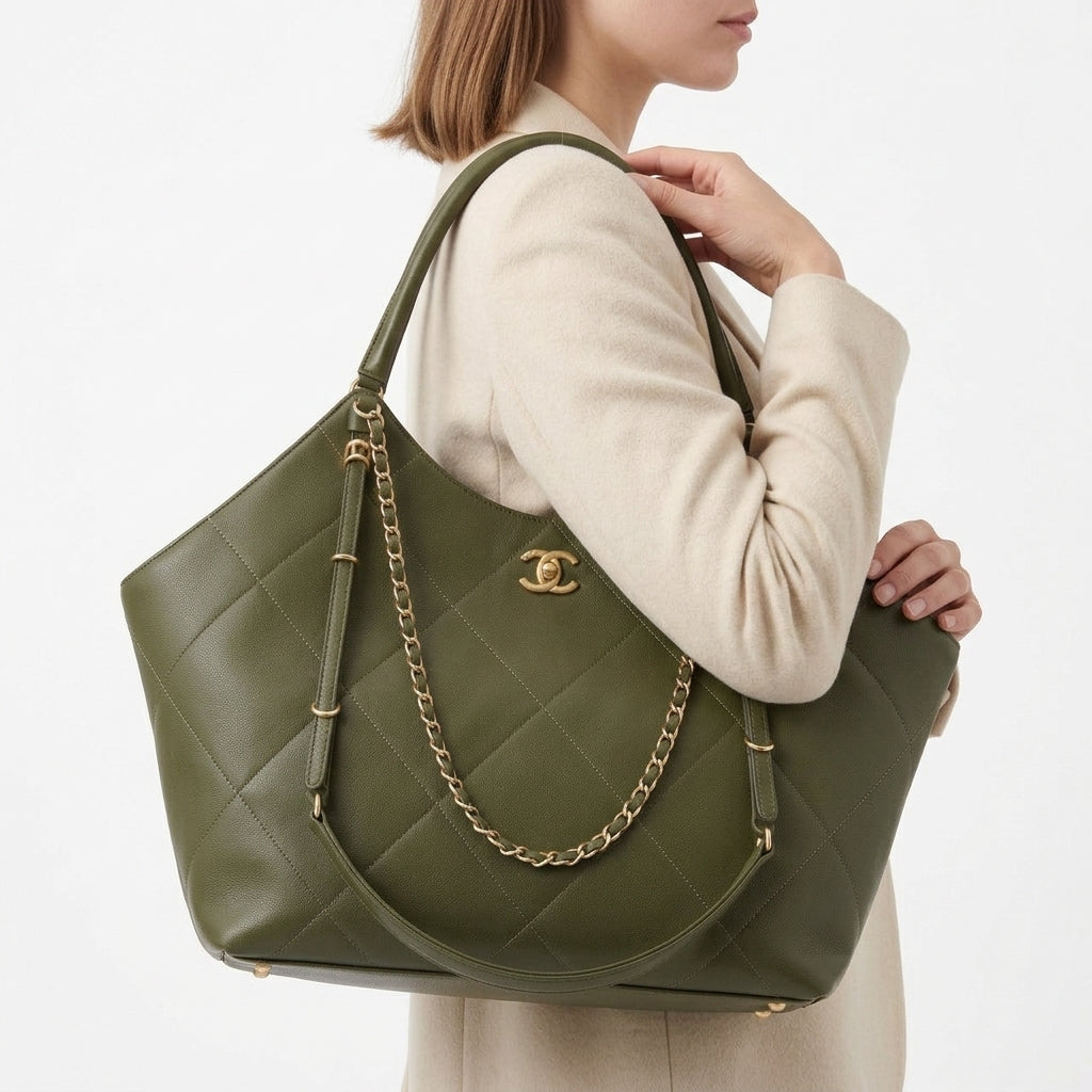 Chanel Quilted Tote Bag with Chain Straps