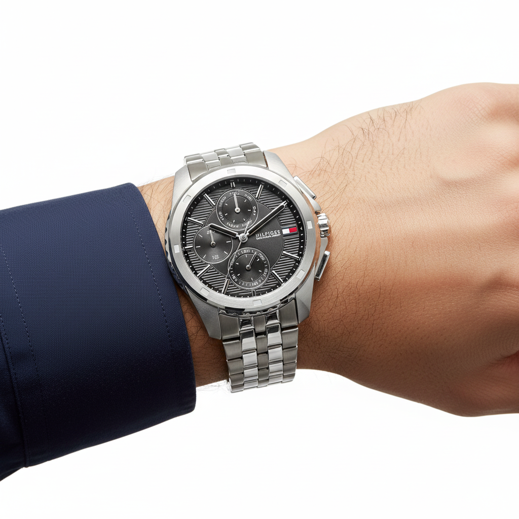 Tommy Hilfiger Men's Chronograph Watch Stainless Steel Bracelet ⌚️⚫️✨