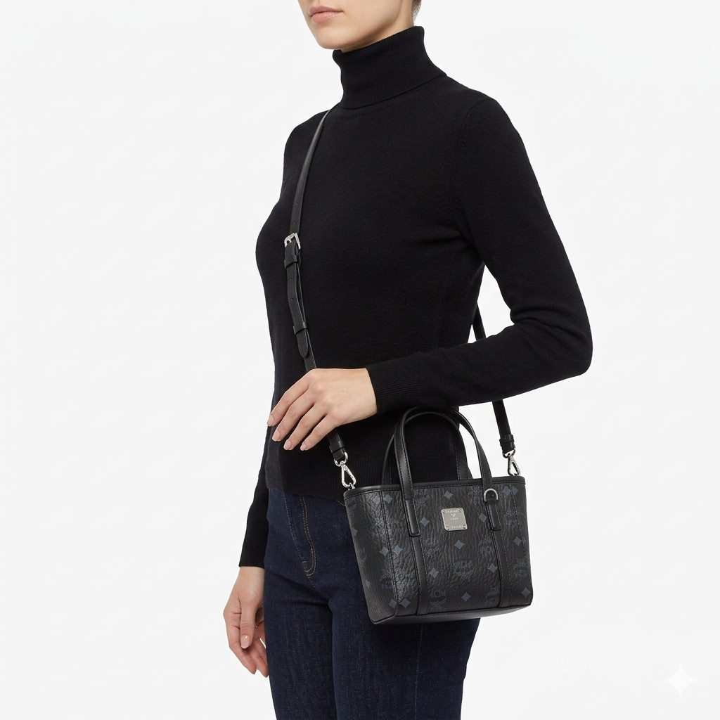 MCM Visetos Monogram Mini Tote Bag in Black Leather 👜🖤✨