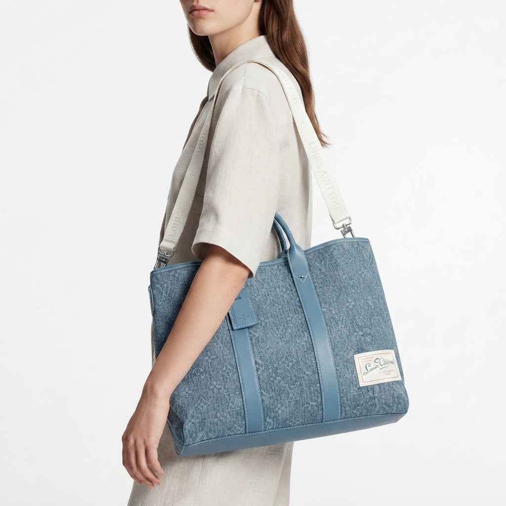 Louis Vuitton Monogram Denim Tote with Detachable Strap