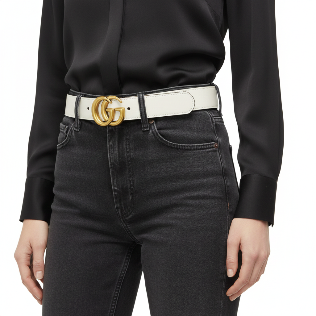 Gucci Double G White Leather Belt with Antique Gold Hardware ⚪✨💎