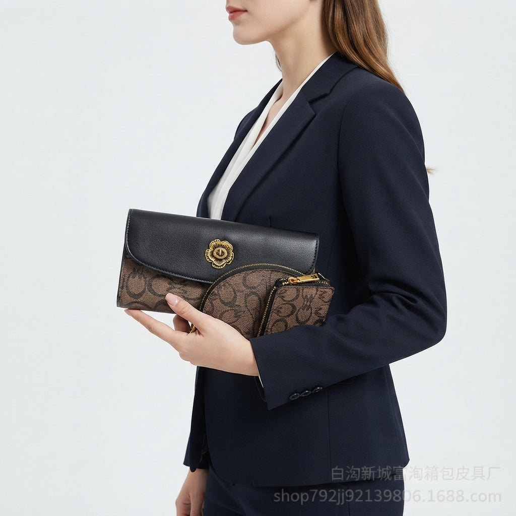 Louie Dennis Floral Clasp Wallet and Pouch 3-Piece Gift Set