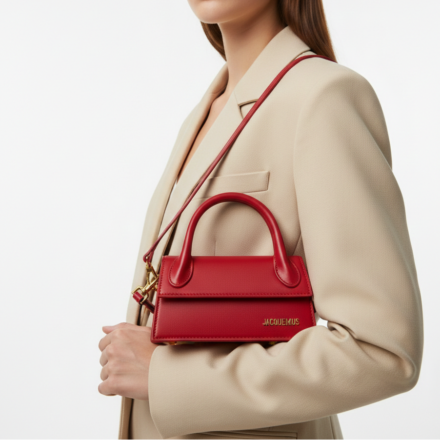 Jacquemus Le Chiquito Long Leather Handbag in Vibrant Red 👜❤️✨