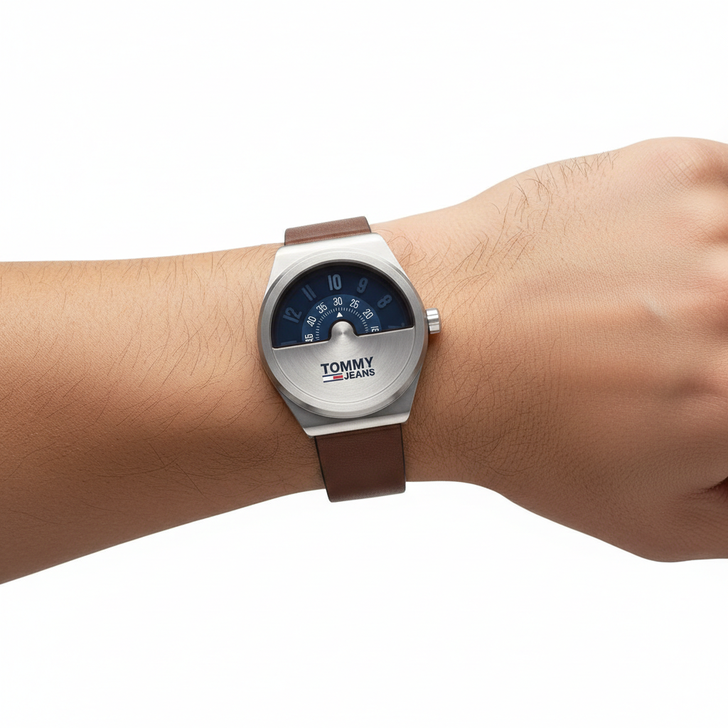 Tommy Jeans Brushed Steel Watch with Rotating Disc Dial ⌚️ ⚙️ 🟤