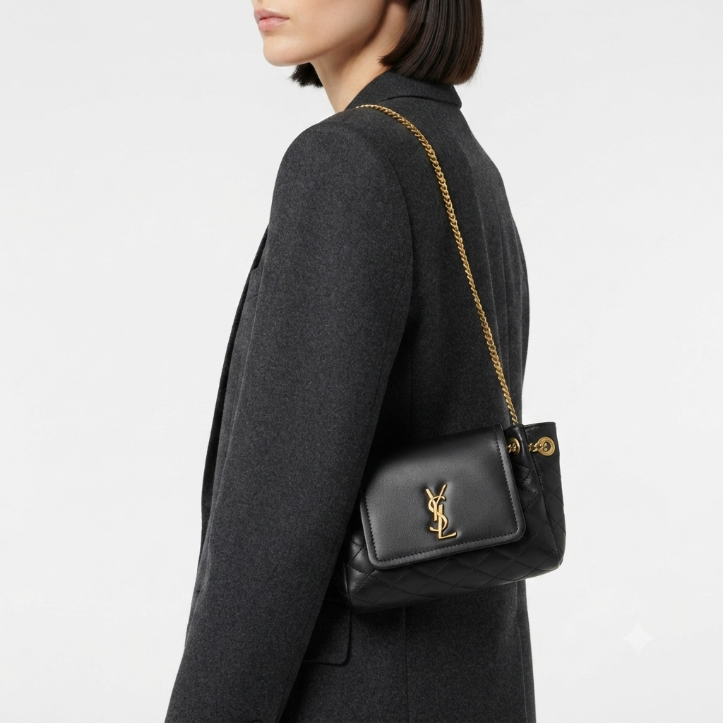 Saint Laurent Nolita Quilted Chain Bag in Black