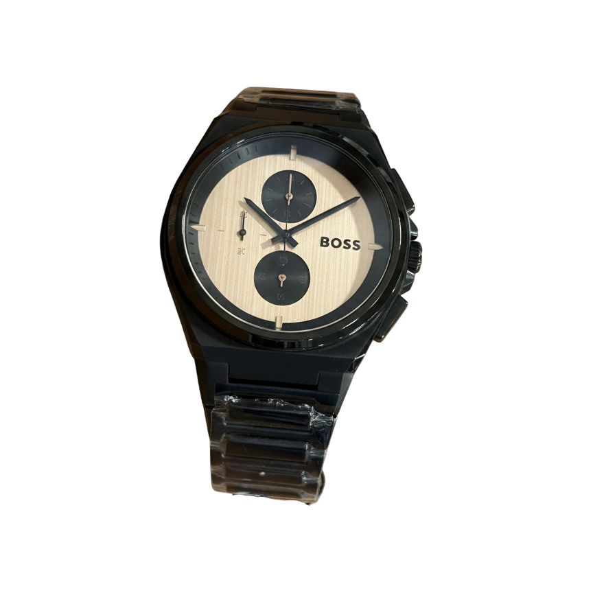 BOSS Octagonal Chronograph Watch Black and Champagne Dial ⚫️🥂🔺