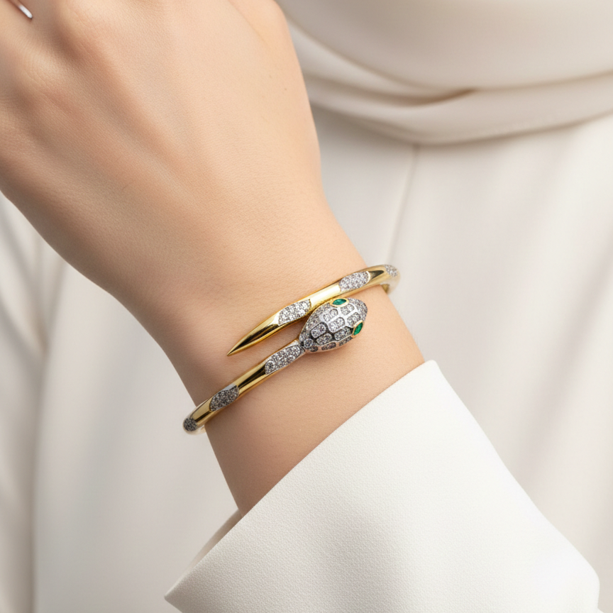 Jewelry Diamond Serpent Bangle 🐍💎✨