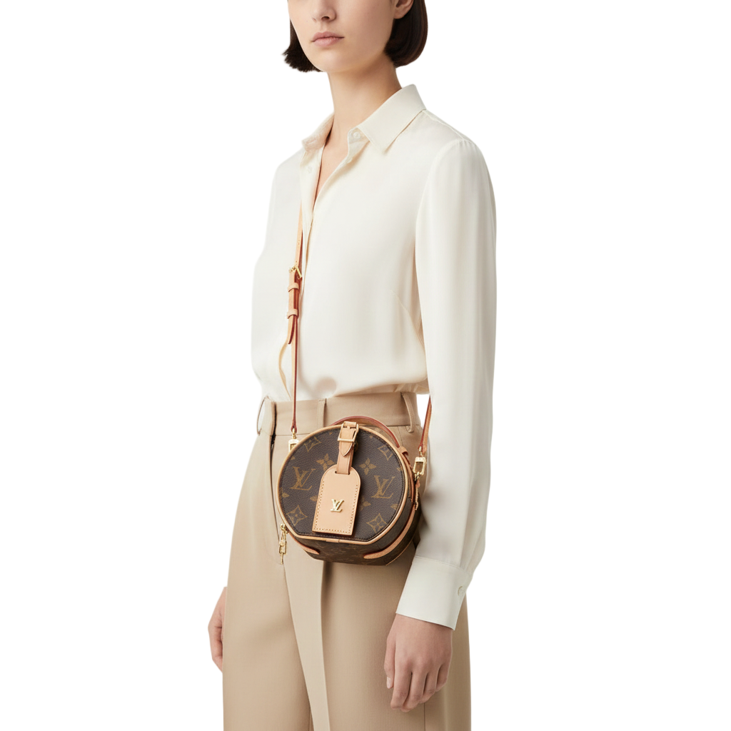Louis Vuitton Round Monogram Crossbody Bag with Vachetta Leather Accents 🎒✨🤎