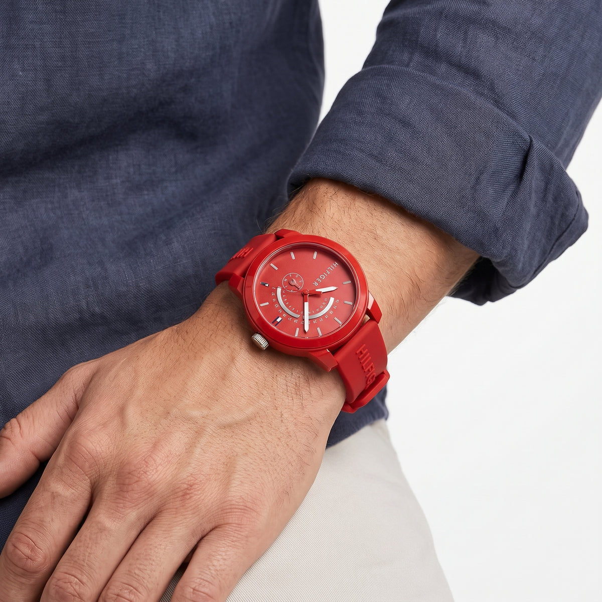 Tommy Hilfiger Vibrant Red Silicone Multi-Function Sport Watch