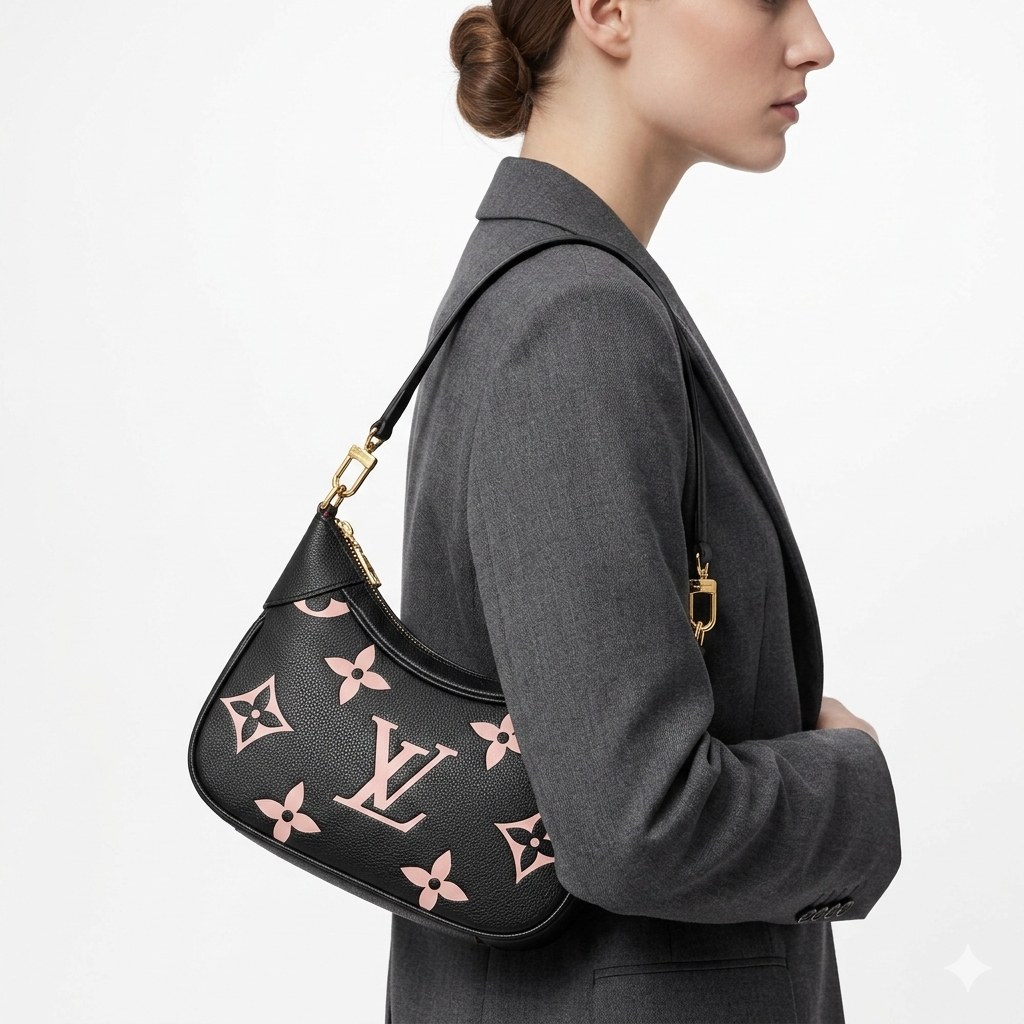Louis Vuitton Monogram Empreinte Baguette Bag in Black and Rose 👜✨🌸