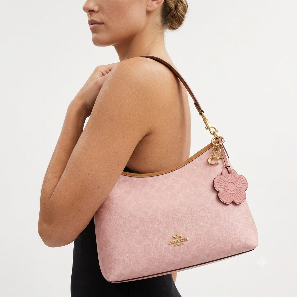 Coach Signature Pink Shoulder Bag with Gold Hardware 🌸👜