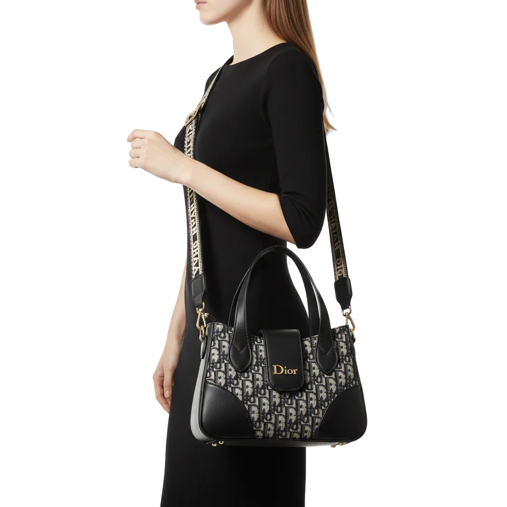 Dior Oblique Pattern Handbag with Logo Strap 👜✨🖤