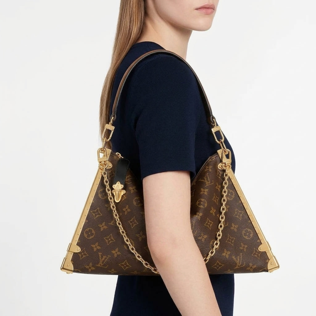 Louis Vuitton Monogram Shoulder Bag with Gold Chain Accent