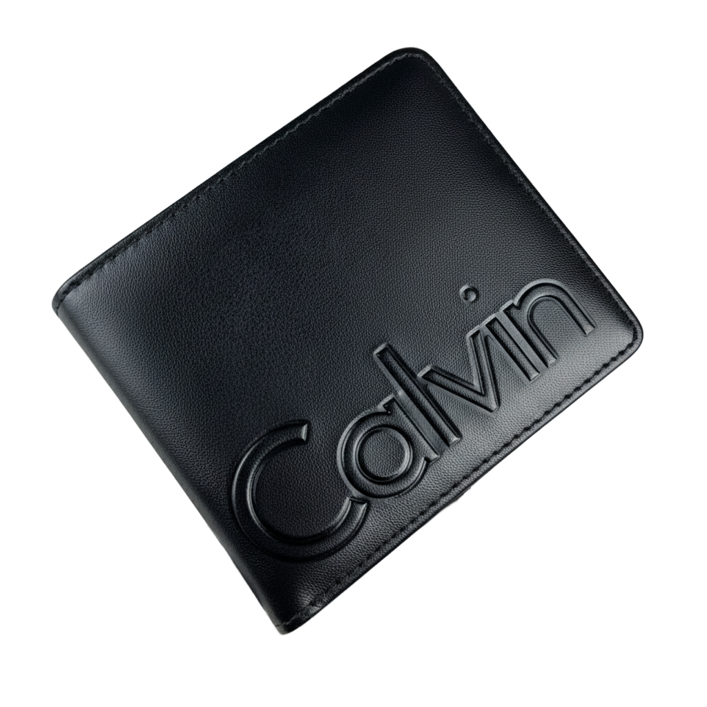 Calvin Klein Men's Black Leather Bi-Fold Wallet with Embossed Logo 🖤✨💳