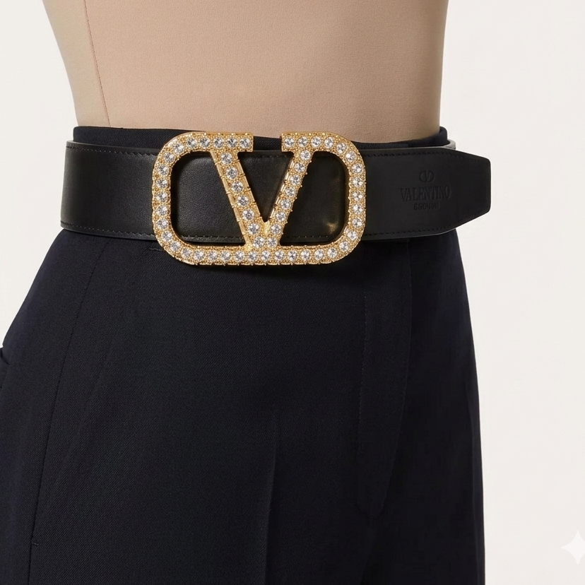 Valentino Garavani VLogo Reversible Belt Gift Set with Crystal Buckles 💎✨🖤