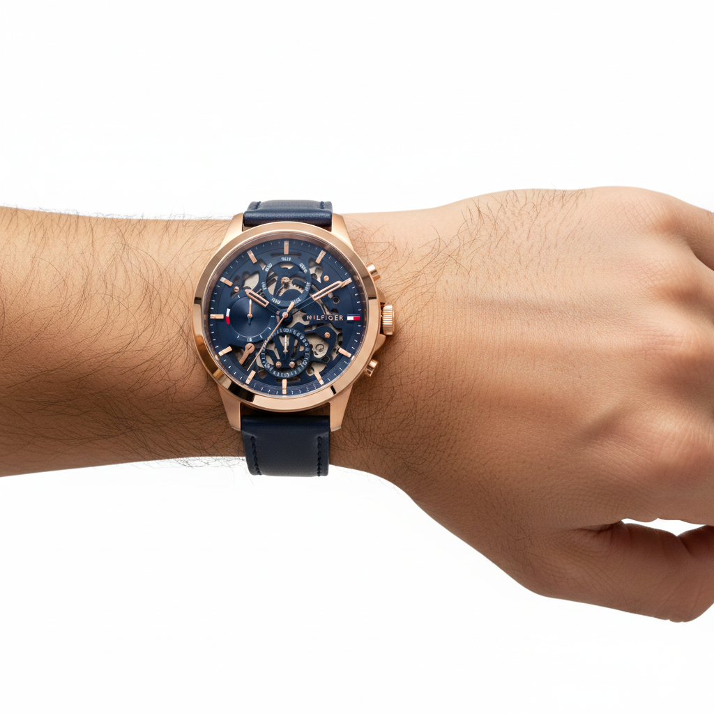 Tommy Hilfiger Men's Rose Gold Skeleton Watch ⌚✨💙