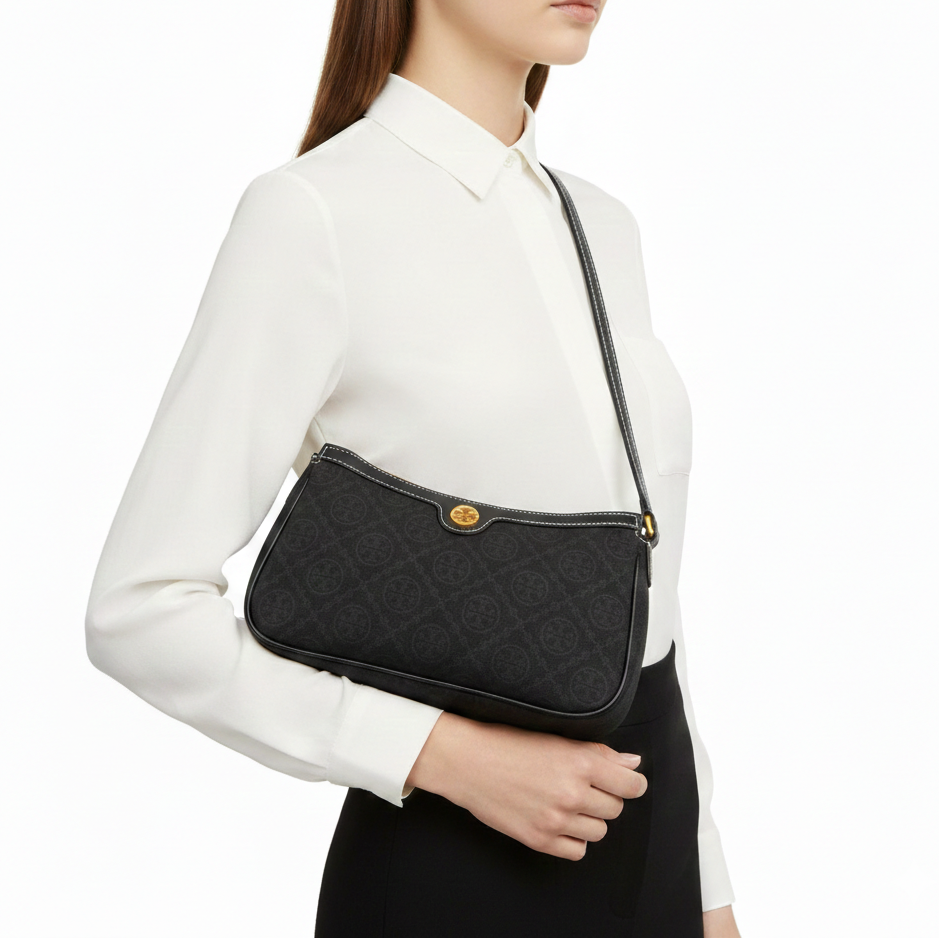 Tory Burch T Monogram Canvas Shoulder Bag 👜✨🖤