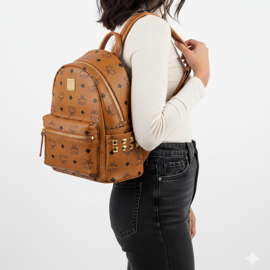 MCM Stark Backpack in Cognac Visetos 🎒✨💎
