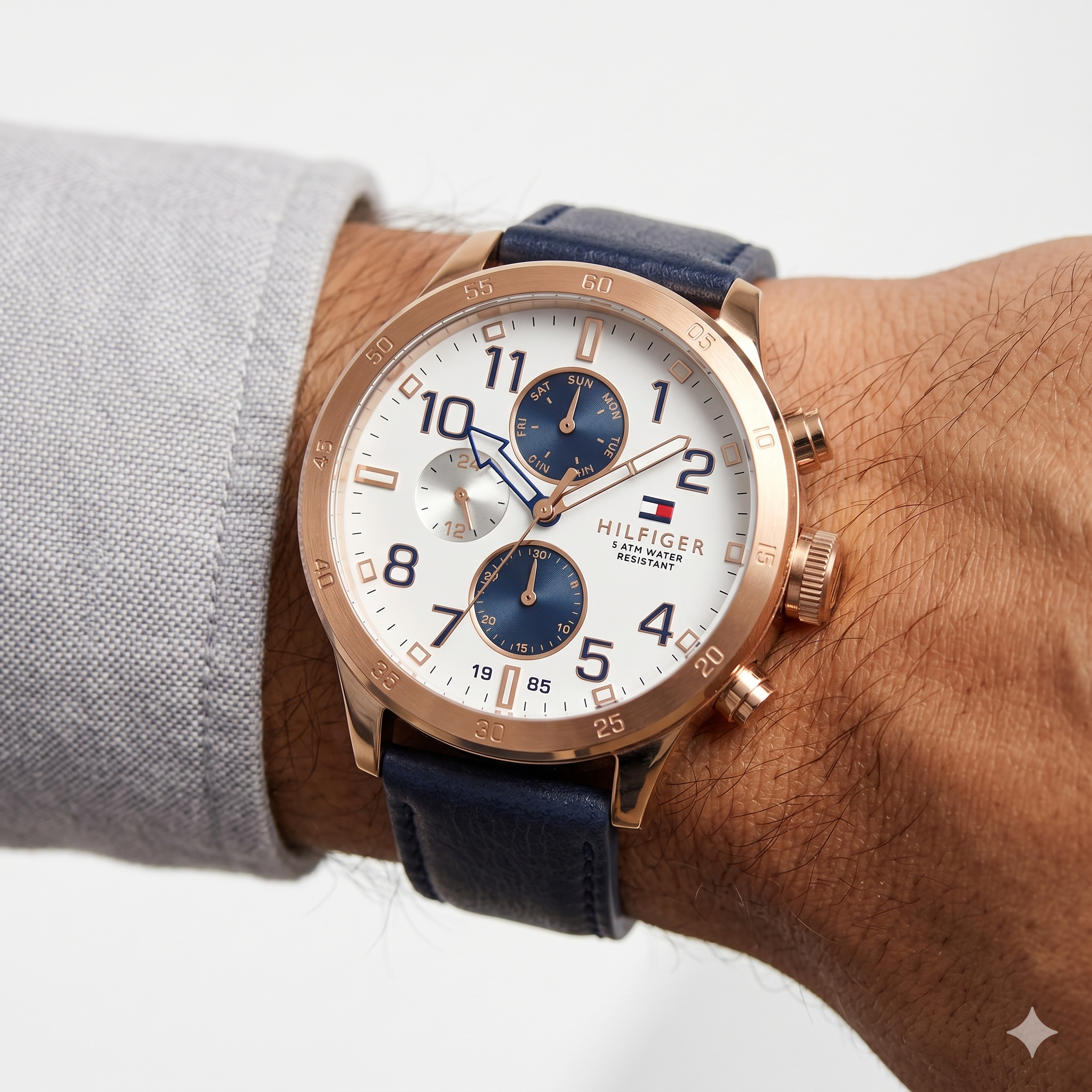 Tommy Hilfiger Blue Leather & Rose Gold Watch ⌚💙✨