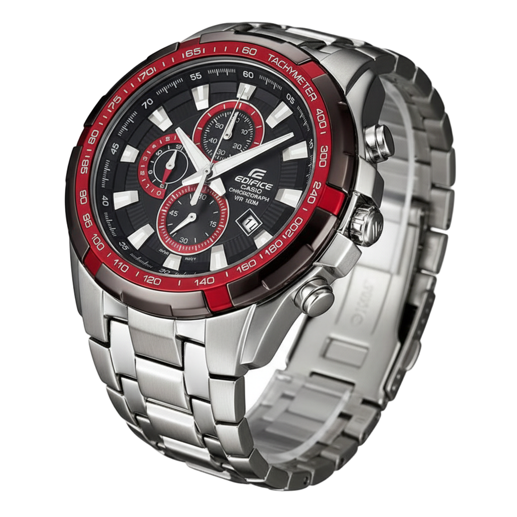 Casio Edifice Chronograph Watch ⌚️🔴✨