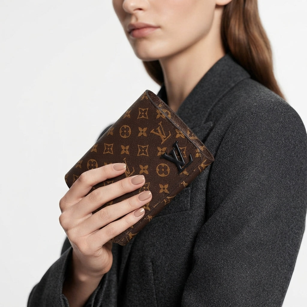 Louis Vuitton Monogram Canvas Clutch with Matte Black Emblem