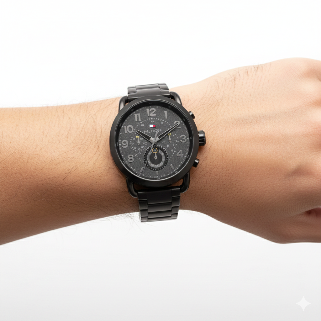 Tommy Hilfiger Men's All Black Multifunction Watch ⌚🖤✨