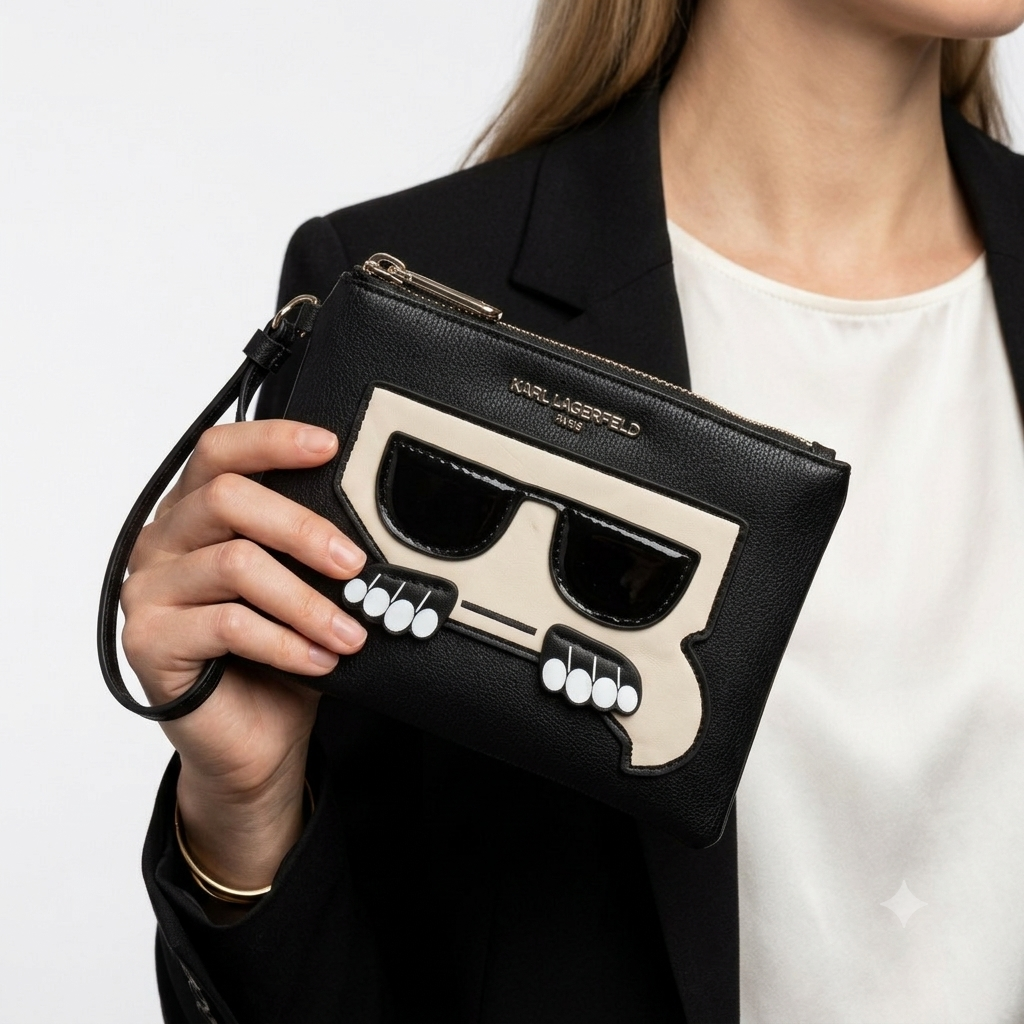 Karl Lagerfeld Iconic Pouch Wallet in Black 🕶️✨