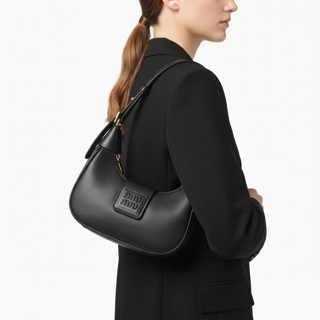 Miu Miu Crescent Shoulder Bag in Sleek Black