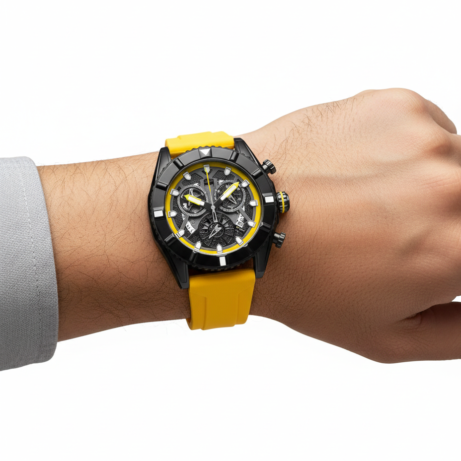 Apex Chronograph Luxury Sport Watch in Bumblebee Yellow ⌚⚡🔥