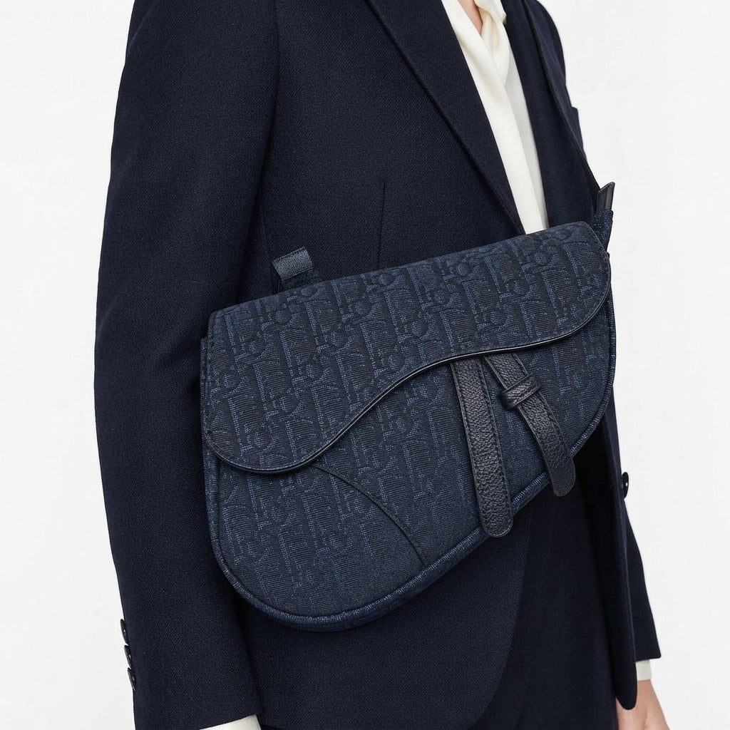 Monogram Canvas Saddle Bag in Navy