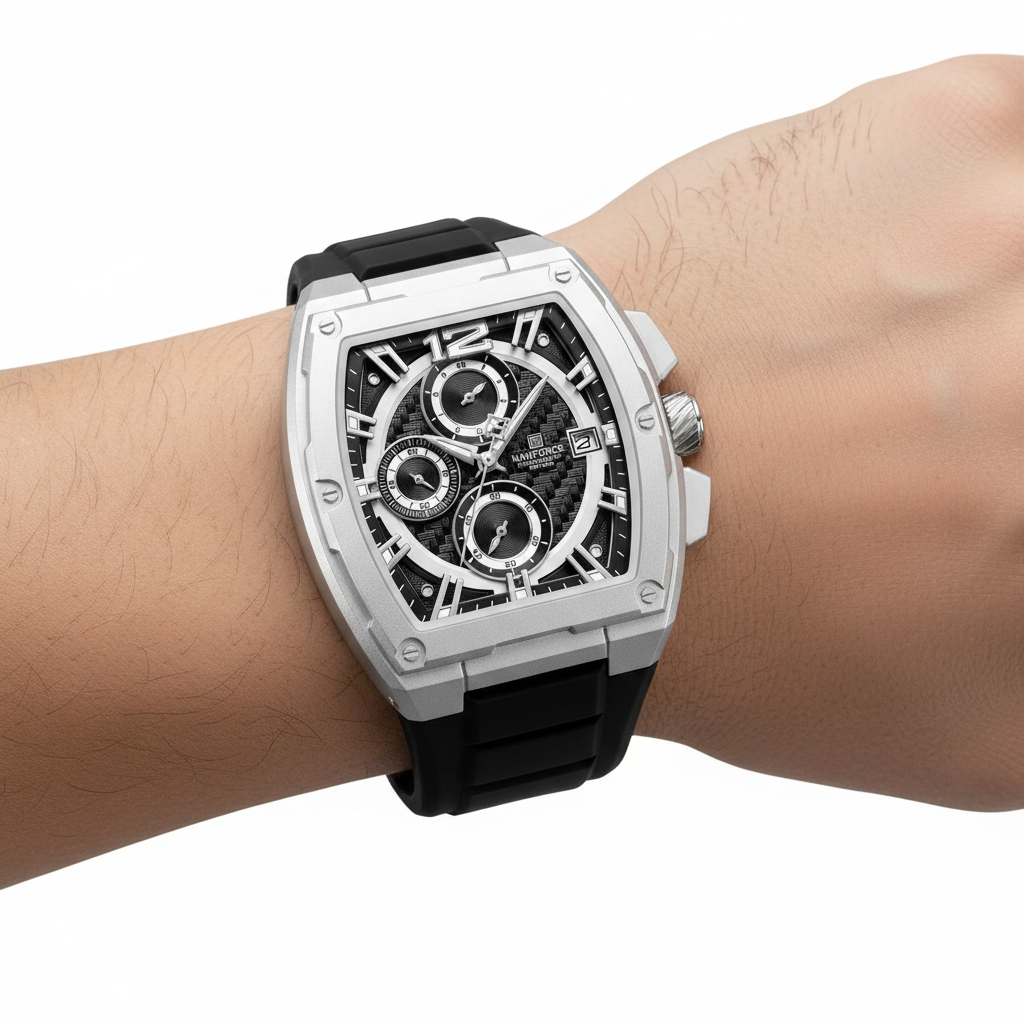 NAVIFORCE Aviator Series Square Chronograph Watch ⌚️🛡️🖤