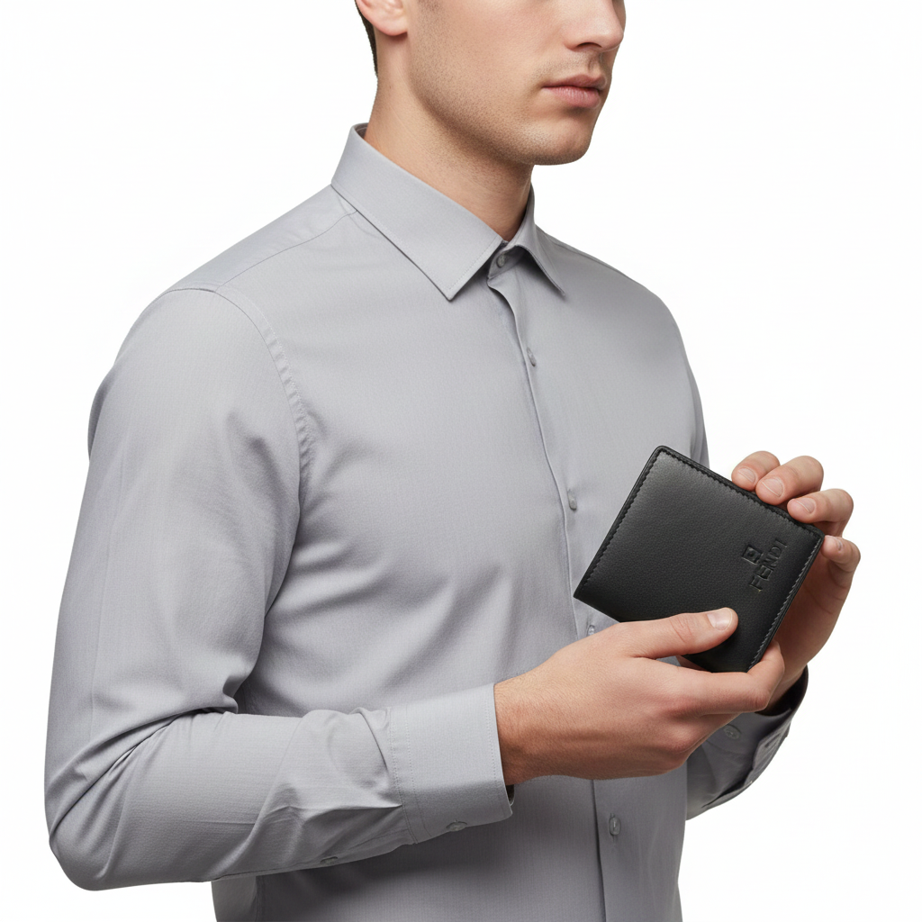 👁️ Fendi Bag Bugs Black Leather Wallet Gift Set with Pen 🎁