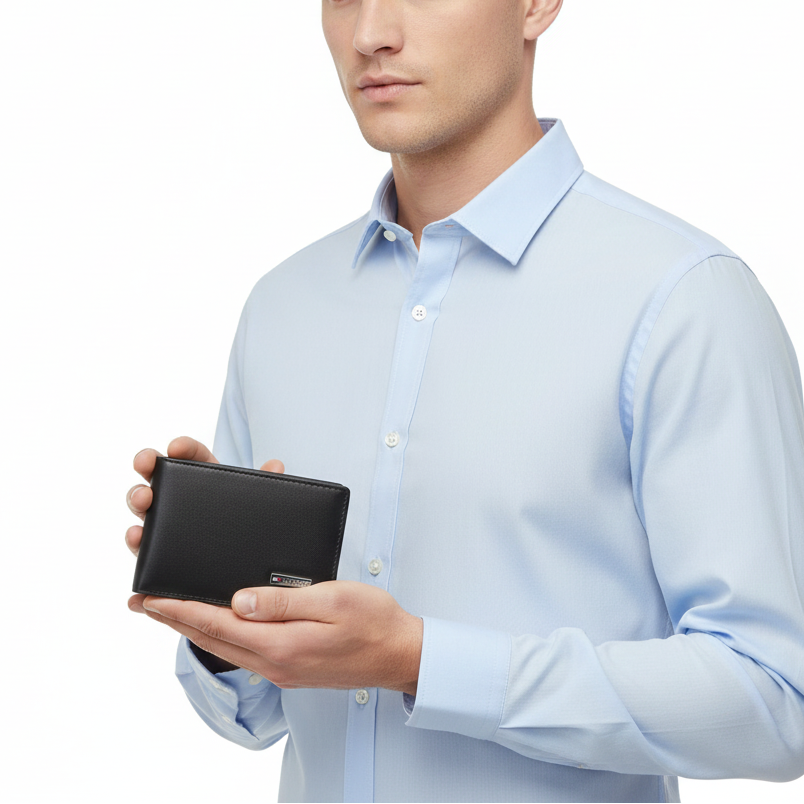 💼 Tommy Hilfiger Classic Black Passcase Wallet 🖤🎁